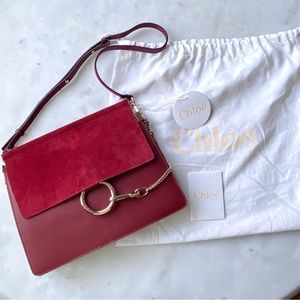 NWT AUTHENTIC Chloe Faye Medium Crossbody Bag in Dark Red